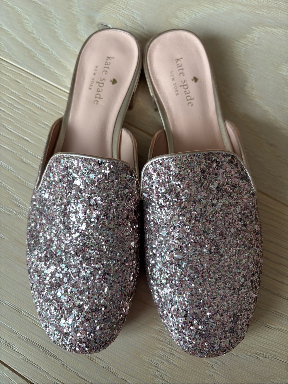 kate spade Rose Pink Glitter Slip-On Mules